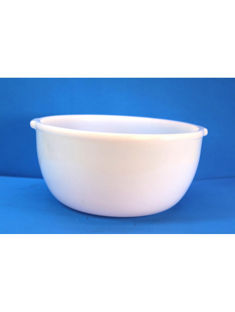 Vintage LARGE Glasbake For Sunbeam MILK GLASS Mixing Bowl With Handles 9”X5”